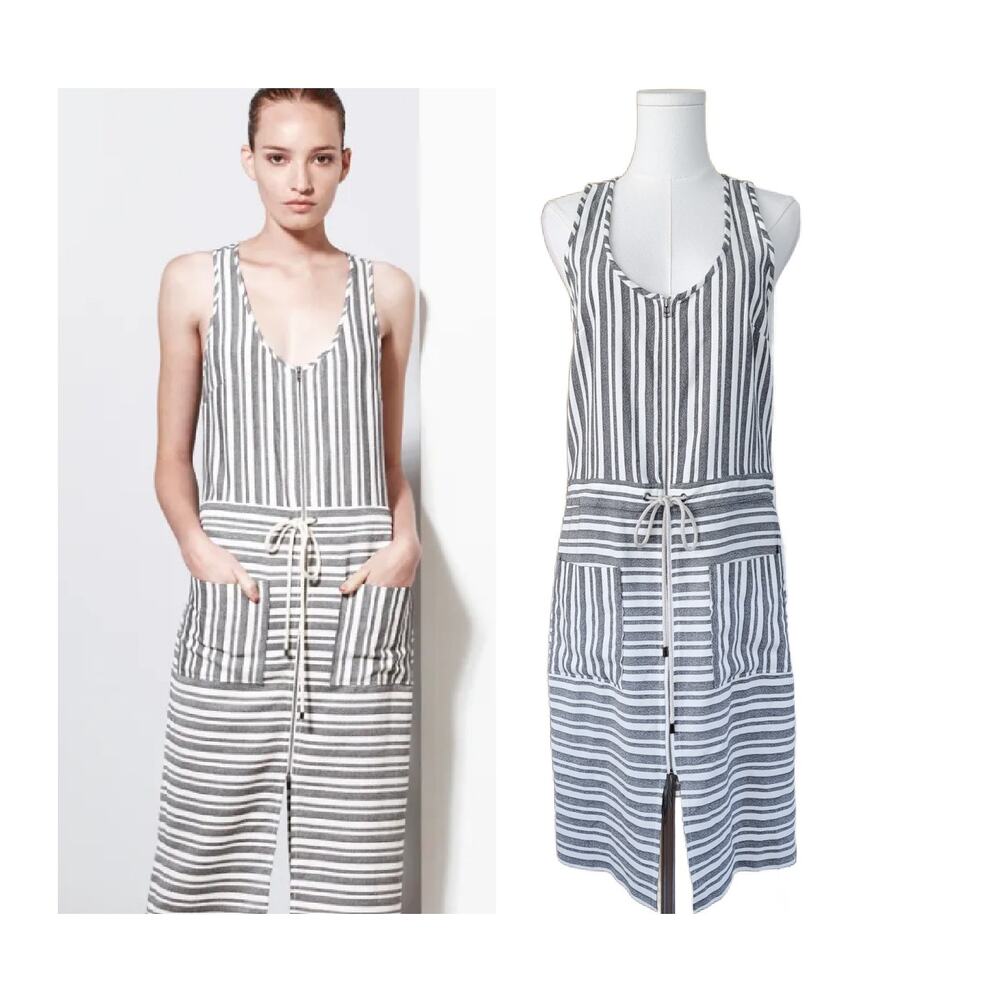 VERONICA BEARD Harbor Striped Sleeveless Dress Size 8 Racerback Gray *Hemmed*